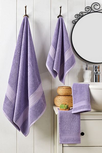 TABEA HOME Rei 4-Piece Bathroom Set - 100% Cotton, Extra Soft, High Absorbency
