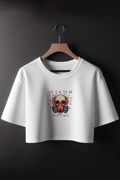 Vordevia Dragostea este în aer imprimat 2024 Coquette Fashion Oversize Crew Deck Crop