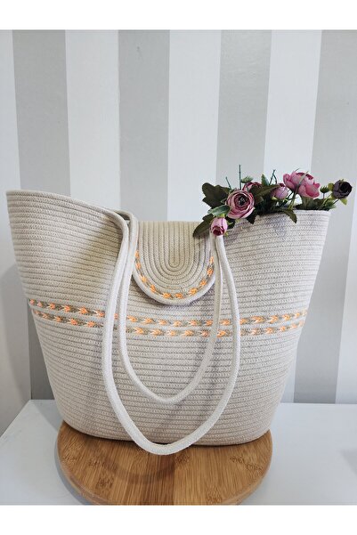 Yektayla حقيبة شاطئ مصنوعة يدويًا، حقيبة كتف، حقيبة من القش، حقيبة حبل