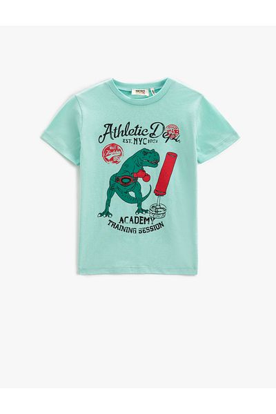 Koton Dinosaur Printed Short Sleeve T-Shirt Crew Neck