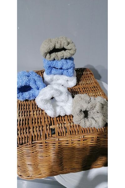 MEŞELİ TEKSTİL 6 PIECES TOWELS - SPA Bracelet, Washable White Blue Milk Coffee