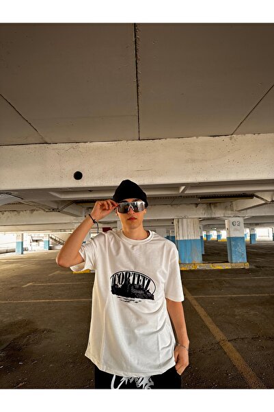 Minus Tricou alb unisex - scris Corteiz