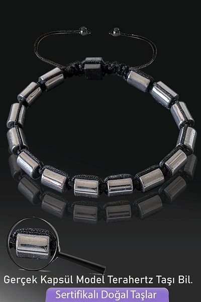 Tesbih Atölyesi Certified Capsule Model Real Terahertz Stone Bracelet - Vibration Stone