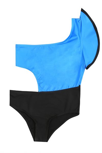 Papiş Blue Black Ruffle Sleeve Bikini - Stylish Sea and Pool Swimsuit for Girls