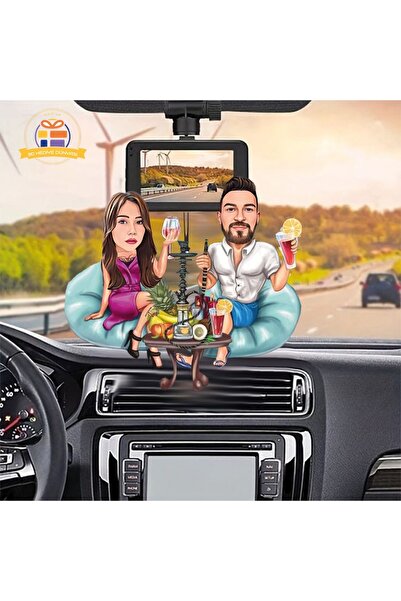 3D Hediye Dünyası Araba Dikiz ayna süsü  Nargile karikatürlü biblo