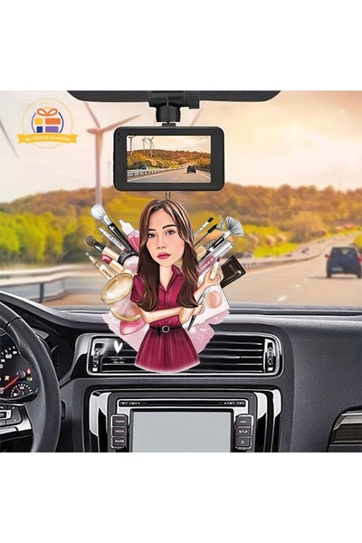 3D Hediye Dünyası Araba Dikiz ayna süsü  kuaför güzellik uzmanı karikatürlü b...
