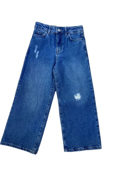 Hzmis New Season Girl's Ripped Detailed Wide Leg Wide Leg Denim Jeans