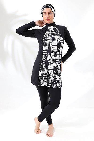 aykum LONG SLEEVE FULLY CLOSED LYCRAL PATTERNED TESETURY SWIMSUIT