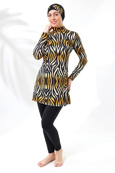 aykum LONG SLEEVE FULLY CLOSED LYCRAL PATTERNED TESETURY SWIMSUIT