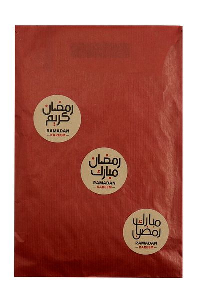 reprodesign Kraft Ramadan Kareem Printed Adhesive 4 cm Round Sticker 24 Pieces, Happy Eid