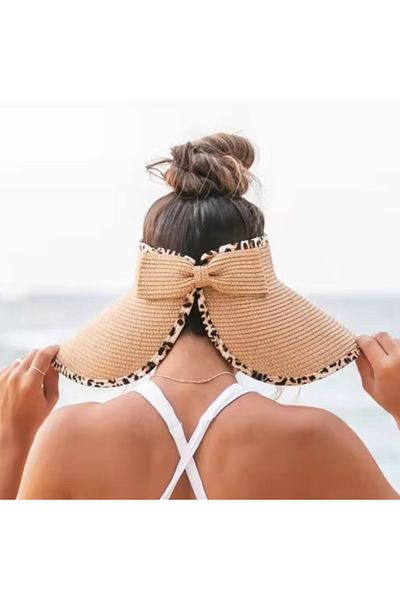 FELLMENS Camel Bow Open Top Visor Straw Women's Hat