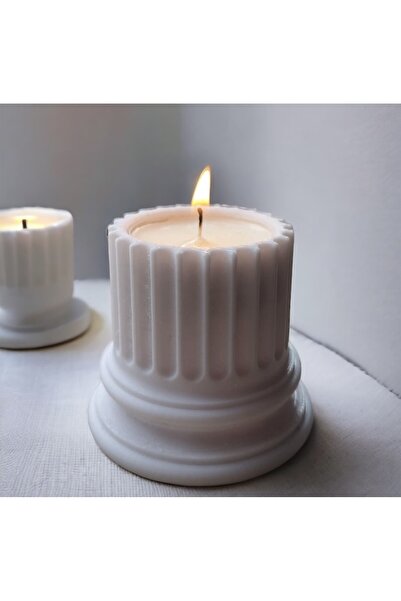 The Plasti 2'li Tarihi Antik Yunan Sütun Mumluk (Mum Hediyeli) 5x7 cm