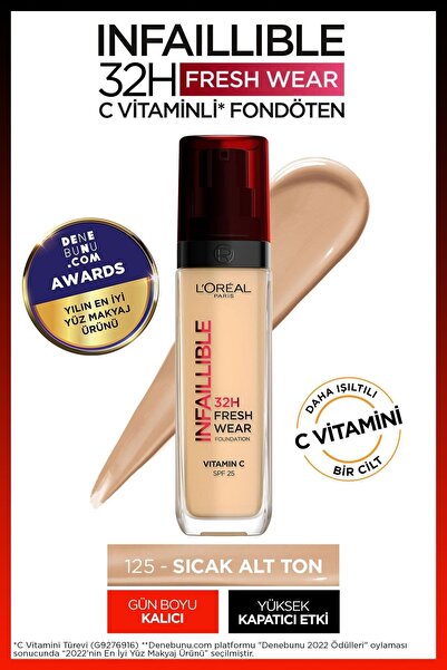 L'Oreal Paris INFAİLLİBLE 32H FRESH WEAR SKİN BRİGHTENİNG FOUNDATİON - 125 NA...