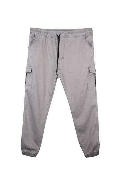 marufshop Men's Large Size 100-156 Suitable for Weight Between Cargo Pocket Jogger Jeans Ice Gray