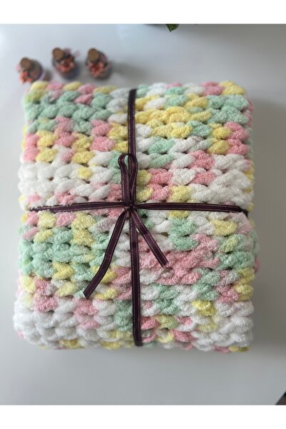 STARRYSTORE El Örgü Puffy Bebek Battaniye 90x90 cm