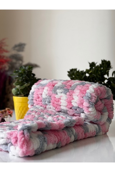 STARRYSTORE El Örgü Puffy Bebek Battaniye 90x90 cm