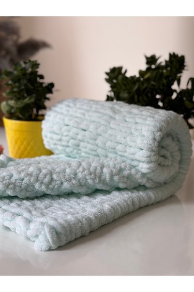 STARRYSTORE El Örgü Puffy Bebek Battaniye 90x90 cm