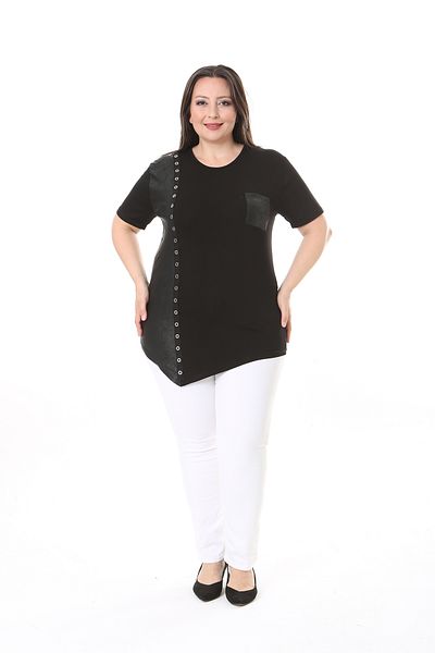 XL Modam WOMEN'S LARGE SIZE PIECE LEATHER BIRD EYE TUNIC