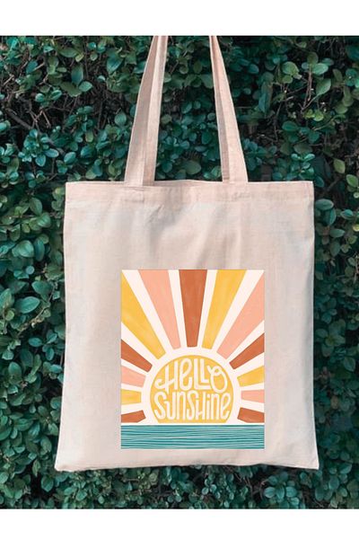 Cemira Hello Sunshine, Sun Design Raw Cloth Tote Bag Cloth Bag