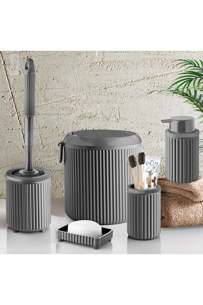Kavi Entegre Plastik Decorative Luxury Acrylic 4lt Trash Boxed Bathroom Set of 5