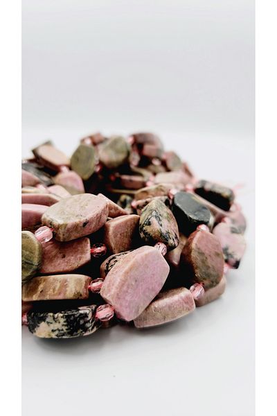Yüksel Boncuk 15x6 mm Rhodonite Stone Parapul Cut Natural Stone String