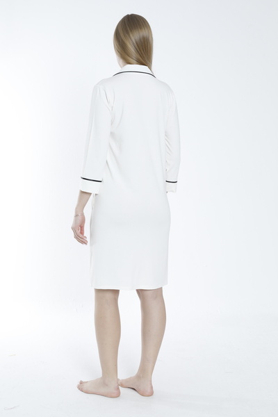 Miss Dünya Lissa Λευκό πουκάμισο με γιακά μπροστά με κουμπιά νυχτικό εγκυμοσύνης και εγκυμοσύνης