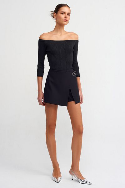 Dilvin 80748 Pantaloni scurți cu cataramă Fusta-negru