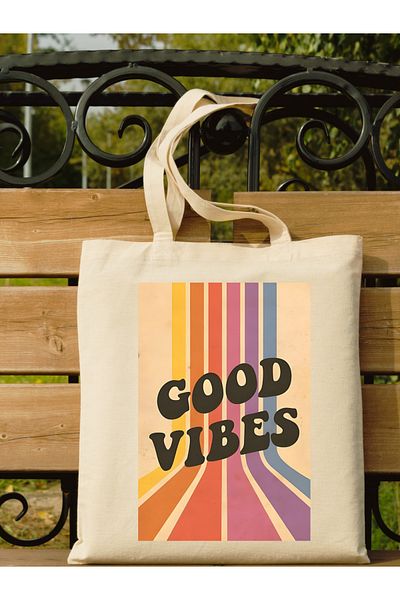 Cemira Rainbow Retro Good Vibes Retro Vintage Tote Bag Cloth Bag