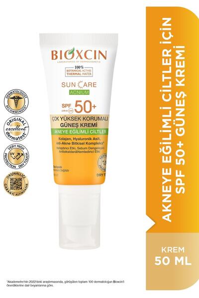 Bioxcin Sun Care Acnium Spf50 Akneye Eğilimli Ciltler Için Güneş Kremi 50 ml