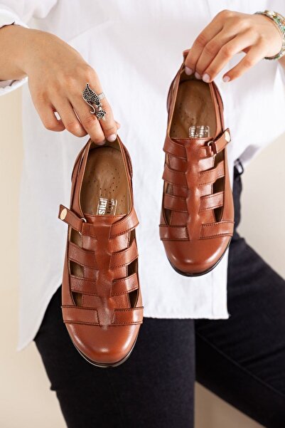 DERİMİSS Kadın Dolgu Topuklu Hakiki Deri Ortopedik Ayakkabı