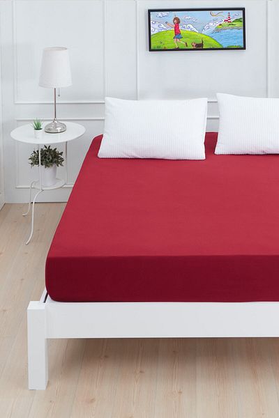 Mislina Home Roza Baby Kids Elastic Combed Cotton Bed Sheet Claret Red