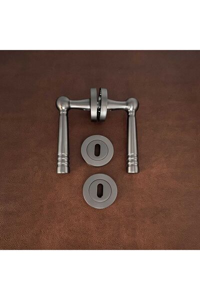 KOLDOOR Osmanlı Mat Skoç Füme Yuvarlak Rozetli Oda Kapı Kolu 2 Takım