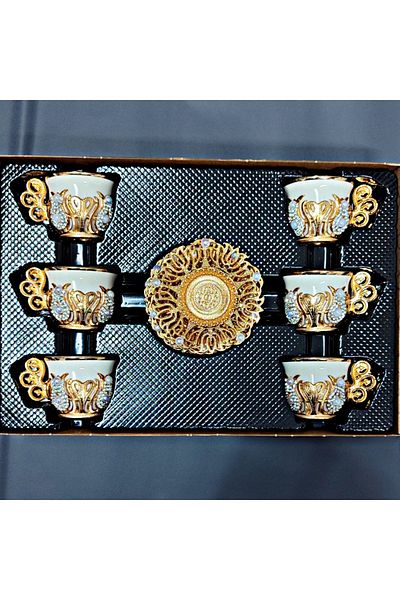 bigiyin Yellow Handmade - Crystal Stone Coffee Glass Set for 6 People