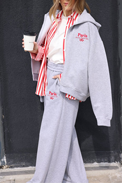 Laluvia Σετ Κεντητό με Γκρι Μέλανζ Παρίσι