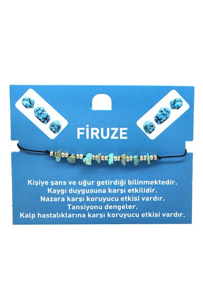 Tesbihane Macrame Braided Basic Model Turquoise Natural Stone Women's Bracelet