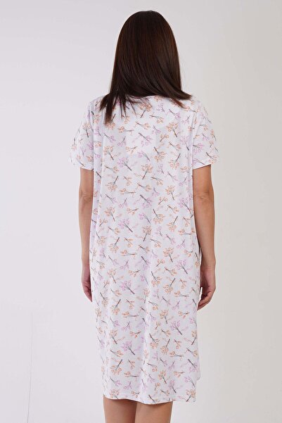 VİENETTA Women's Large Size Short Sleeve Pink Nightgown C6T8N3161