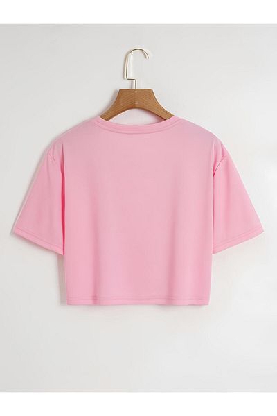 Ginevra Γυναικείο μπλουζάκι Oversize Crew Neck Bite Me Printed Crop