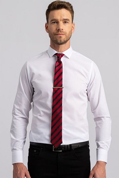 Tudors Bílá pánská košile Slim Fit Cotton Easy Iron