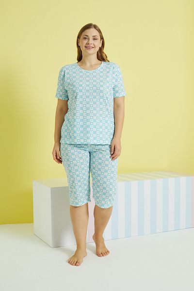 Siyah İnci Set Capri oversize cu curbă multicoloră verde mentă