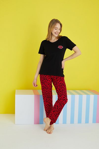 Siyah İnci multicolored Knitted Pajama Set