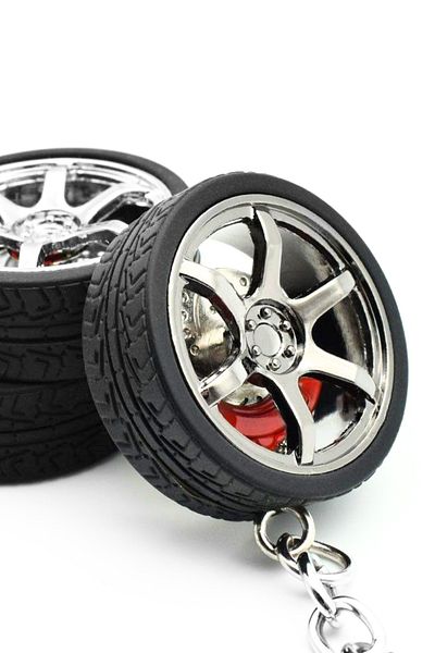 KDOT Car Keychain with Movable Caliper Rim Figure