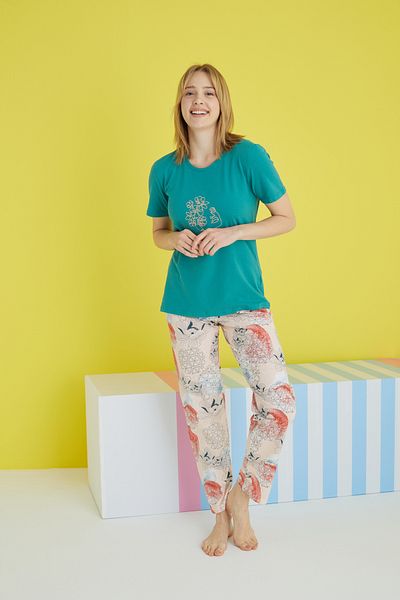 Siyah İnci multicolored Knitted Pajama Set