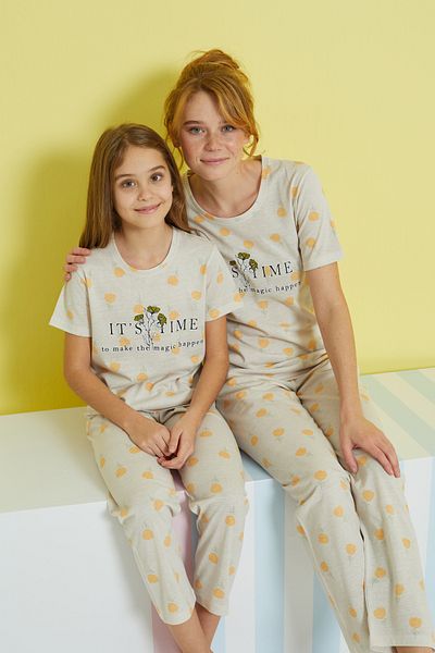 Siyah İnci multicolored Knitted Pajama Set