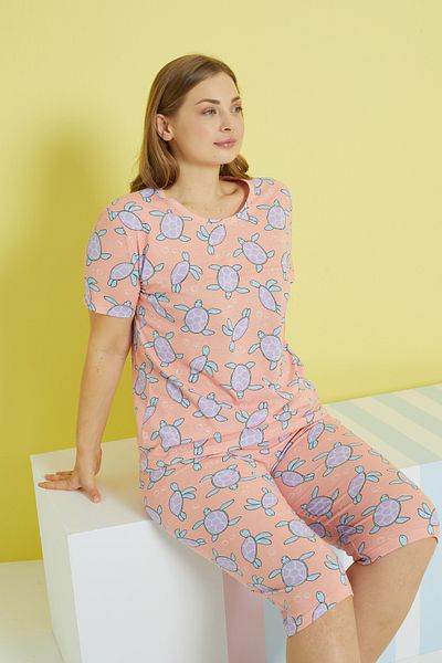 Siyah İnci Multi-colored Curve Large Size Oversize Capri Set
