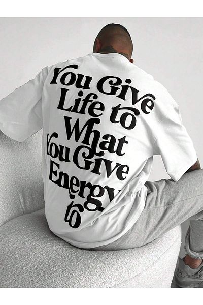 Revasser Unisex Γυναικεία/Ανδρικά ENERGY Πολύχρωμο, προσαρμοσμένο εμπριμέ, βαμβακερό χτενισμένο μπλουζάκι με λαιμόκοψη