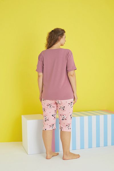 Siyah İnci Multi-colored Curve Large Size Oversize Capri Set
