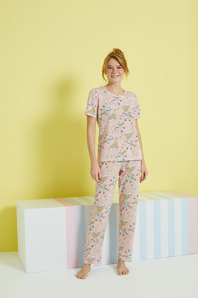 Siyah İnci multicolored Knitted Pajama Set
