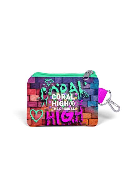 Coral High Портмоне за монети в розово и тъмносиньо с графити 21898