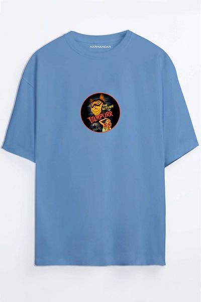 Harmandar Μπλουζάκι Vampurr Vampire Cat Printed Unisex Μαύρο Oversize