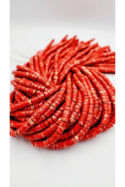 Yüksel Boncuk 6x3 mm Disc Red Variscite Stone Natural Stone String